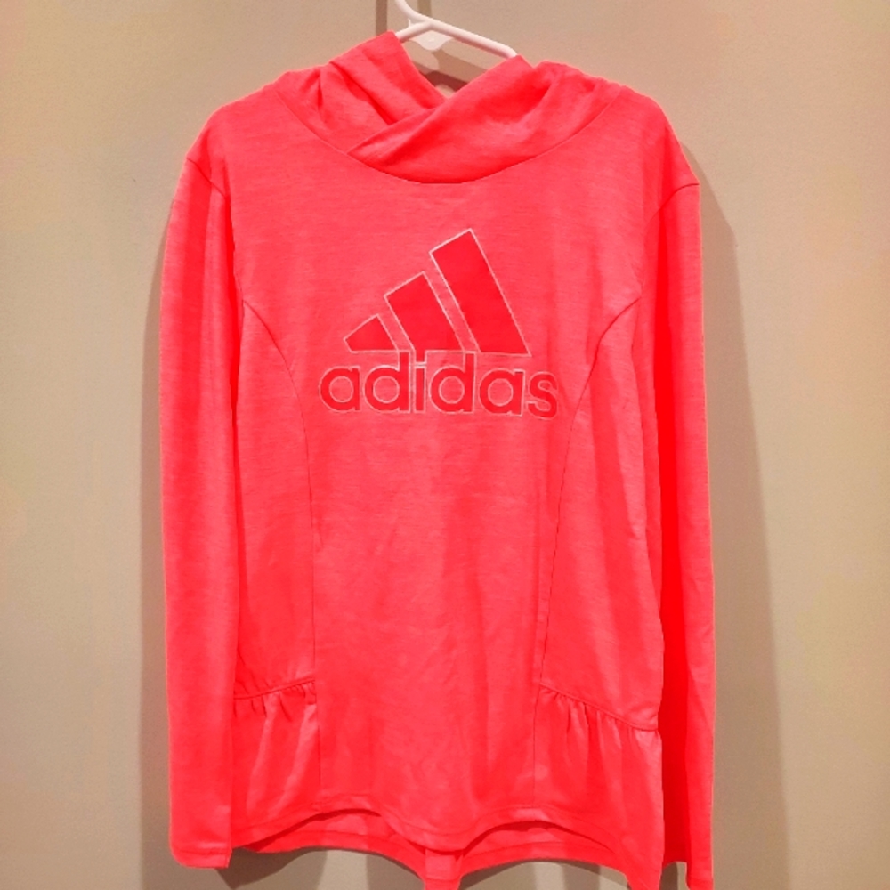 NEW Adidas girls hooded ruffled tee